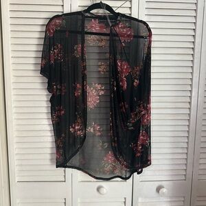 Polly & Esther Black Floral Sheer Shaw